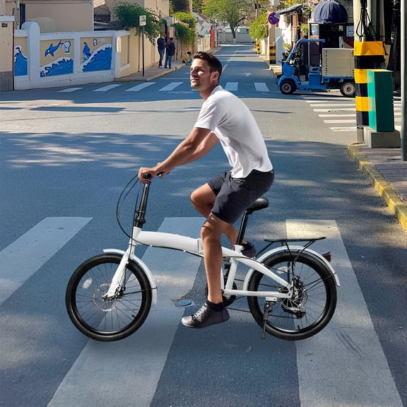 20 Inch Adult Folding Bike, 7 Speed Shifter Foldable Bicycle, Height Adjustable Lightweight Commuter Bicycle for Men and Women