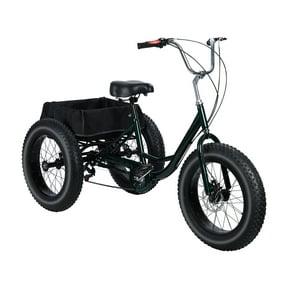 20 Inch Adult Tricycle, Snow Tires Tricycle, Drift Trike for Adult, 7 Speed Tricycle with Double Disc Brake, Three-Wheeled Bicycles for Seniors, 3 Wheel Bike with Spacious Shopping Basket (Black)