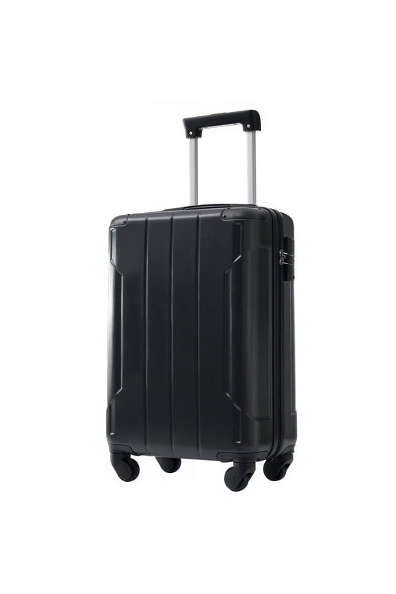 20-Inch Airline Approved Carry-On Luggage, Lightweight ABS Hardshell Suitcase with Quiet Double Spinner Wheels & TSA Lock (White Brown)