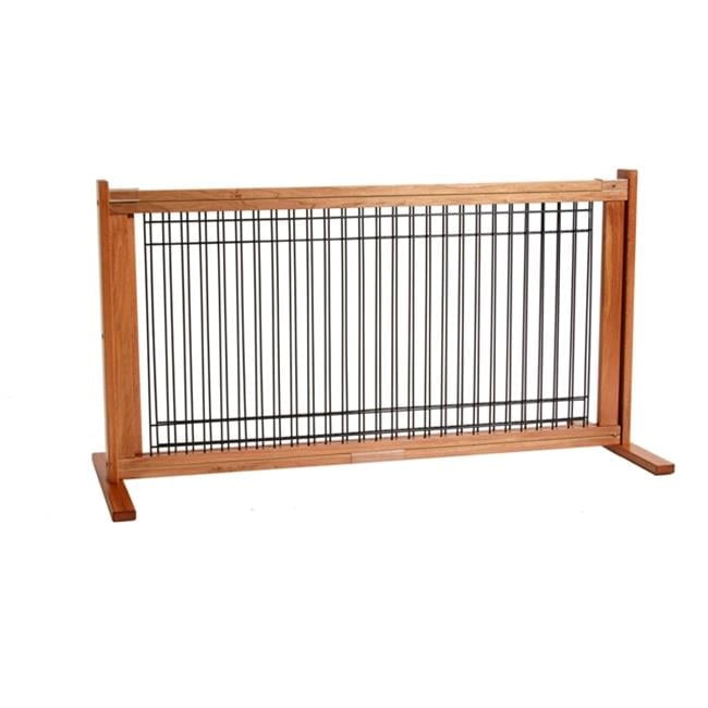 Large Warm White Solid Wood Freestanding Pet Gate