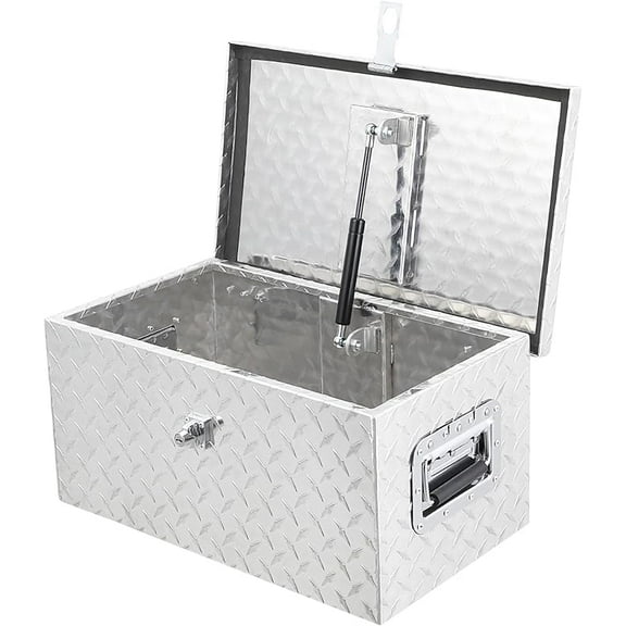 20 Inch Aluminum Diamond Plate Tool Box With Lock and Keys, Heavy Duty Waterproof Truck Storage Organizer Chest for Pick Up Truck Bed, Rv Trailer/Van With Side Handle