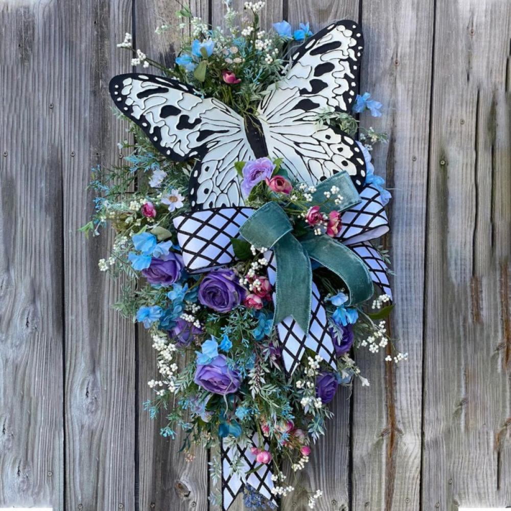 3D butterflies and wildflowers Metal wreath Sign – Wreath Sign Designs