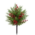 thumbnail image 1 of 20 Inch Artificial Christmas Topiary Trees with Red Berries Cedar Stems,Real Touch UV Resistant Outdoor Indoor for Garden Patio Porch Decor,Holiday Front Door Decoration with Ground Spike, 1 of 8
