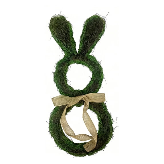 20 Inch Artificial Easter Wreath with Moss and Burlap Bow Spring Bunny Wreath for Front Door Easter Decorations for Home