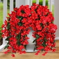 thumbnail image 1 of 20 Inch Artificial Hanging Morning Glory Plants Realistic Trailing Vines For Outdoor Spring Summer Porch Patio Home Decor 1Pc, 1 of 9