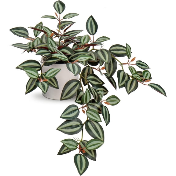 , 20 Inch Artificial Ivy in Ceramic Pot Faux Vine Potted for Bedroom Office Table Shef Indoor Outdoor Decor Desk (Green/Red)