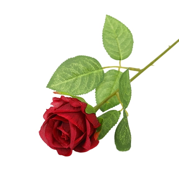 20 Inch Artificial Roses Long Stem Fake Deep Red Roses Realistic Single Bloom with Lifelike Leaves for Vase Centerpiece Table Decorations Home Wedding Party Valentine's Day Romantic Gift