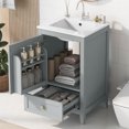 thumbnail image 1 of 20-Inch Bathroom Vanity with Ceramic Sink, Soft-Close Doors & Drawers, Moisture-Resistant MDF Storage Cabinet - Space-Saving Design with Overflow Drain & Easy Assembly, Grey, 1 of 9