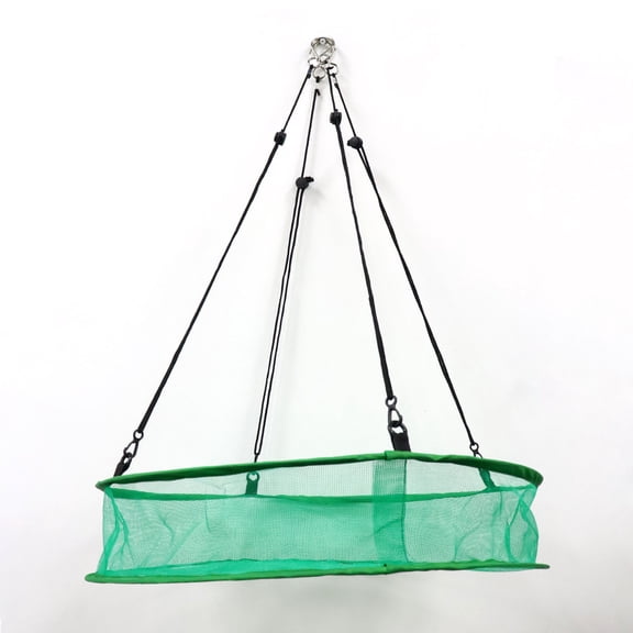 20 Inch Bird Catcher Tray for Bird Feeders, Green Spill Guard Platform with Adjustable Hanging Rope, Weather Resistant Mesh Feeder Accessory for Outdoor Garden Yard Wild Bird Feeding