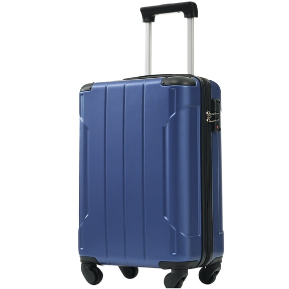 20 Inch Blue ABS Hardshell Suitcase, TSA Lock Carry On Luggage with 8 Spinner Wheels for Effortless Travel