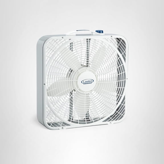 20 Inch Box Fan, 3 Speeds, Innovative Wind Ring System for Up to 30% More Air, Carry Handle for Bedroom, Office, Home, White