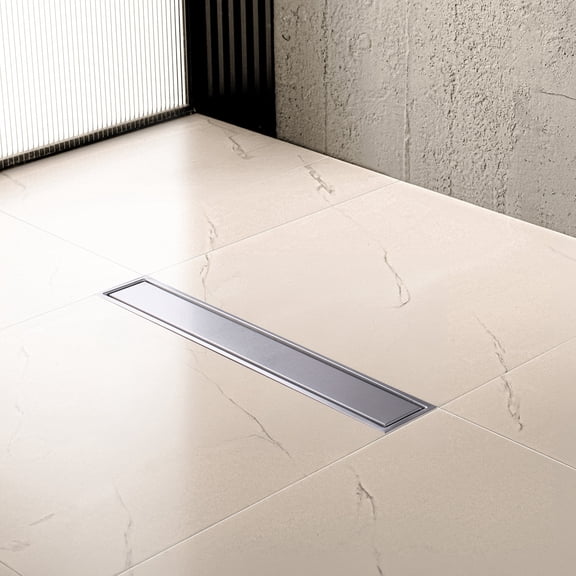 20 Inch Builder Grade Linear Shower Drain with Reversible Tile Insert Grate Satin Nickel | 304 Stainless Steel Floor Drain