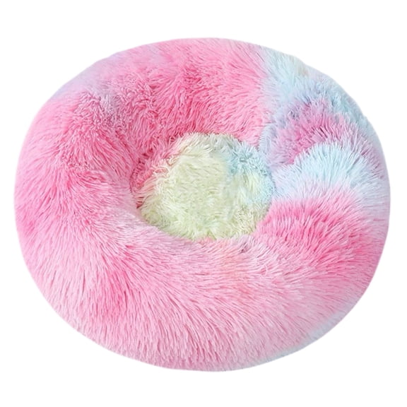 20 Inch Calming Donut Cat Bed & Small Dog Bed, Fluffy Round Anti-Anxiety Pet Bed with Non- Bottom, Machine Washable Cozy Plush Cushion for Puppies & Kittens