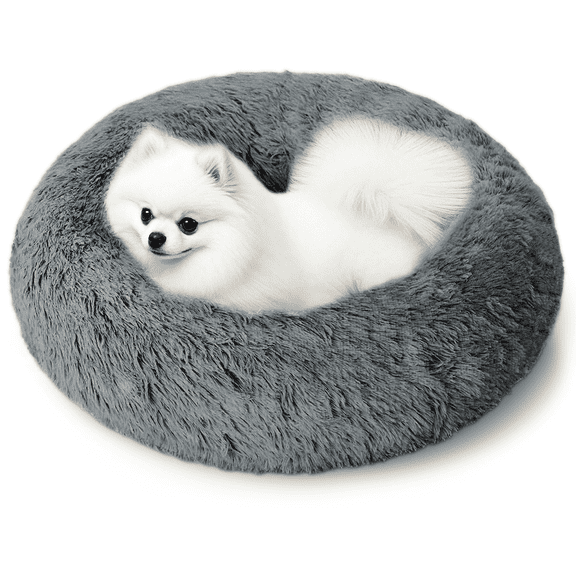 CshidWorld 20 Inch Calming Donut Dog Bed for Small Dogs, Anti-Anxiety Cozy Soft Round Pet Bed, Fluffy Washable Dog Bed for Small Medium Dogs and Cats