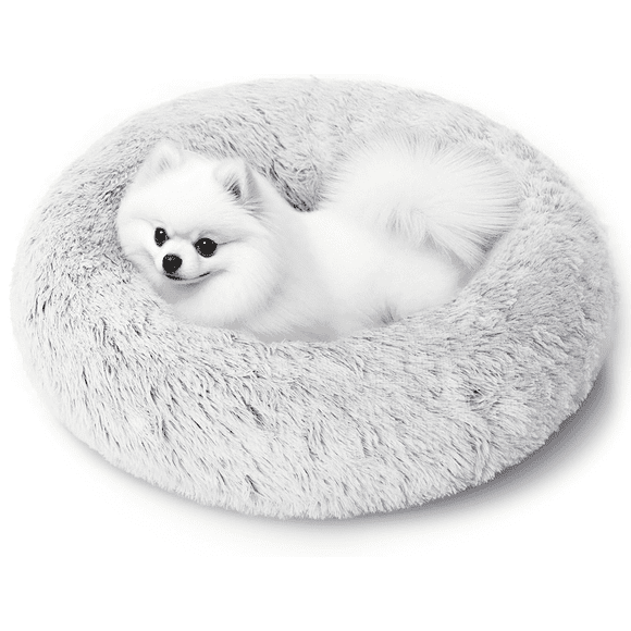 CshidWorld 20 Inch Calming Donut Dog Bed for Small Dogs, Anti-Anxiety Cozy Soft Round Pet Bed, Fluffy Washable Dog Bed for Small Medium Dogs and Cats