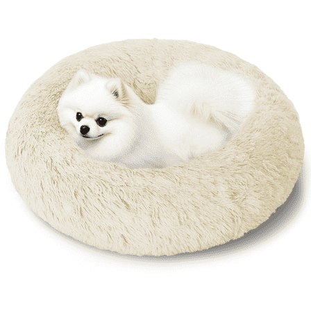 CshidWorld 20 Inch Calming Donut Dog Bed for Small Dogs, Anti-Anxiety Cozy Soft Round Pet Bed, Fluffy Washable Dog Bed for Small Medium Dogs and Cats