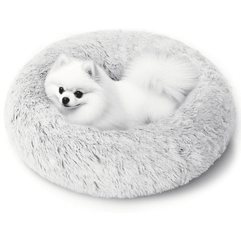 20 Inch Calming Donut Dog Bed for Small Dogs, Anti-Anxiety Cozy Soft Round Pet Bed, Fluffy Washable Dog Bed for Small Medium Dogs and Cats
