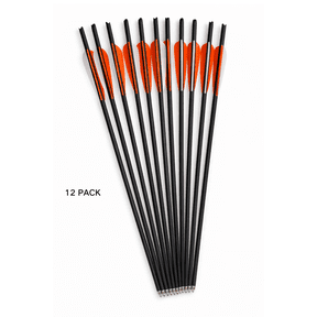 20 Inch Carbon Crossbow Bolts  Pack of 12,  Orange & White 3.8" Vanes, 100Grain Replaceable Steel Tips & Moon Nock
