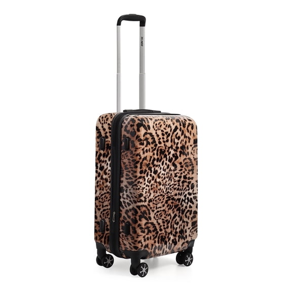 New York Xpress 20" Carry on Luggage Expandable Spinner Suitcase with Tsa Lock, Lightweight PC Hardside Rolling Suitcase, Leopard, 0028-18