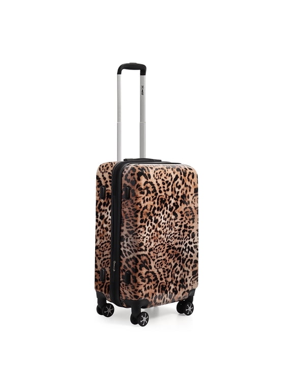 20" Carry on Luggage Expandable Spinner Suitcase with Tsa Lock, Lightweight PC Hardside Rolling Suitcase, Leopard, 0028-18