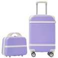 thumbnail image 1 of 20 Inch Carry On Luggage with Cosmetic Case, Airline Approved Travel Suitcase with TSA Lock, Telescoping Handle& Double Spinner Wheels, Lightweight ABS Hardside Luggage with Wrapped Corner, Purple, 1 of 8