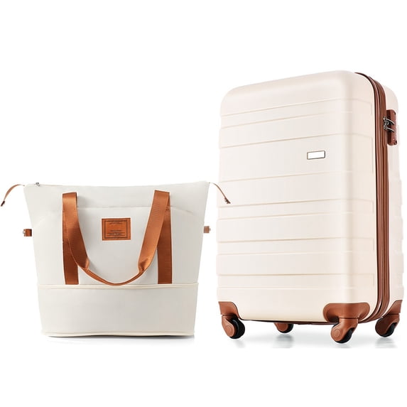 20-Inch Carry-On Luggage with Expandable Travel Bag Set, ABS Hard Shell Two-piece Suitcase Set, Suitcases with Wheels, Hard Shell Travel Luggage with TSA Lock for Women and Man