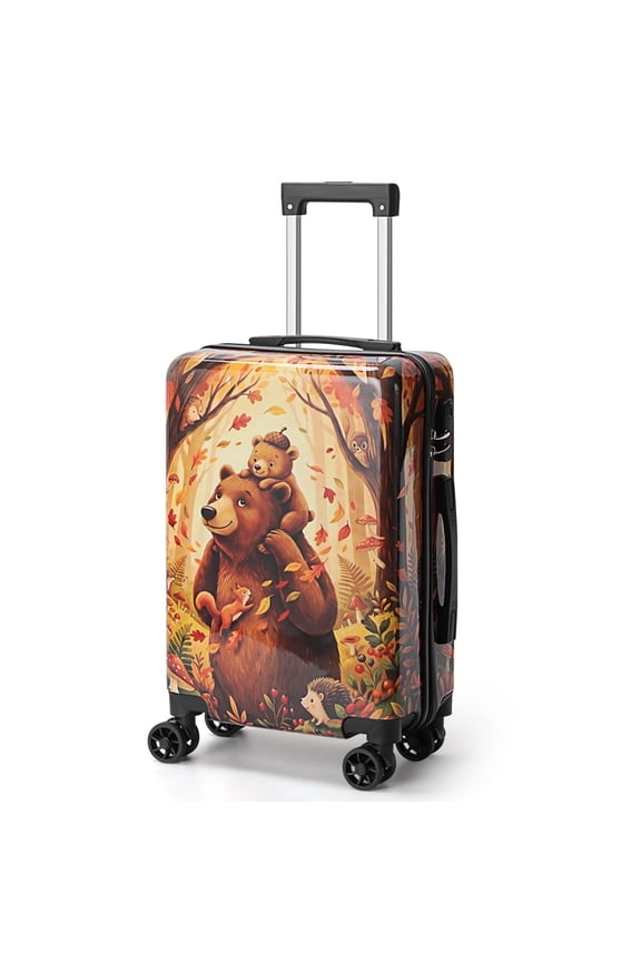 20 Inch Adult Bear Pattern Hybrid Carry-On Luggage Brown