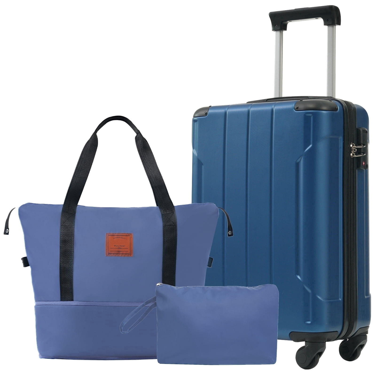 TheEshow 20 Inch Adult 3-Piece Hybrid Lightweight Luggage, Blue