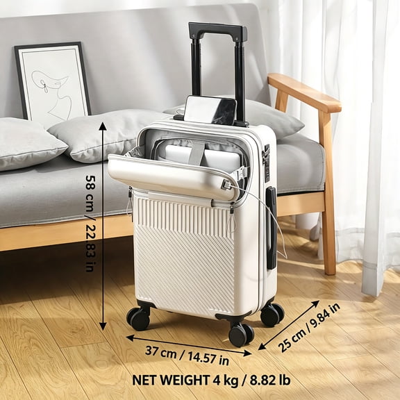 20 Inch Carry‑On Luggage with Password Lock & Wheels, Large Capacity Hard Shell Suitcase for Travel, Neutral Daily Travel Handbag