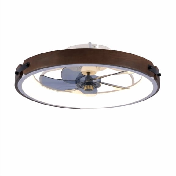 20 Inch Ceiling Fan with Lights Kit and Remote Control, Modern Flush Mount LED Fan Light, 3000-6500K Dimmable 6 Speeds Quiet DC Motor for Living Room Bedroom Kitchen, Walnut Black