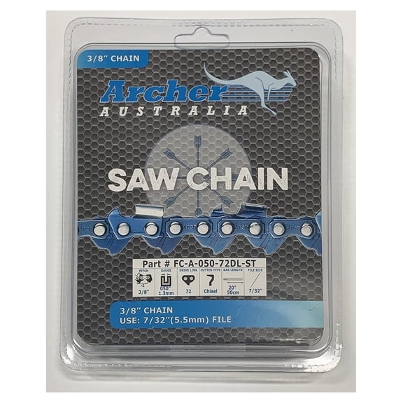 20 Inch Chainsaw Chain 3/8 Pitch .050 Gauge 72DL - Full Chisel Skip Tooth Replacement Chain for Stihl, Jonsered & More