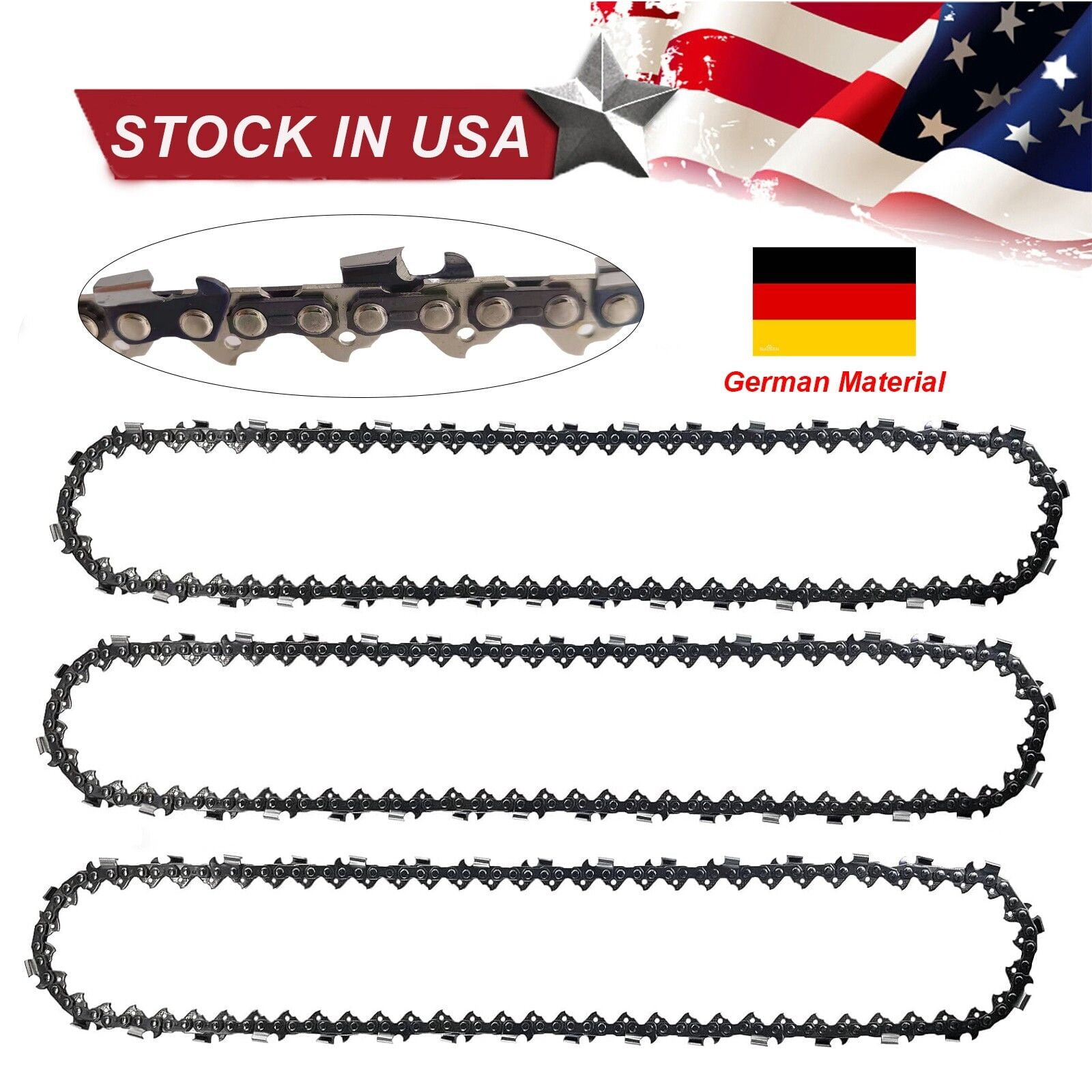 20 Inch Chainsaw Chain 3 Pack M80 .050" Gauge,.325" Pitch, 80 Drive