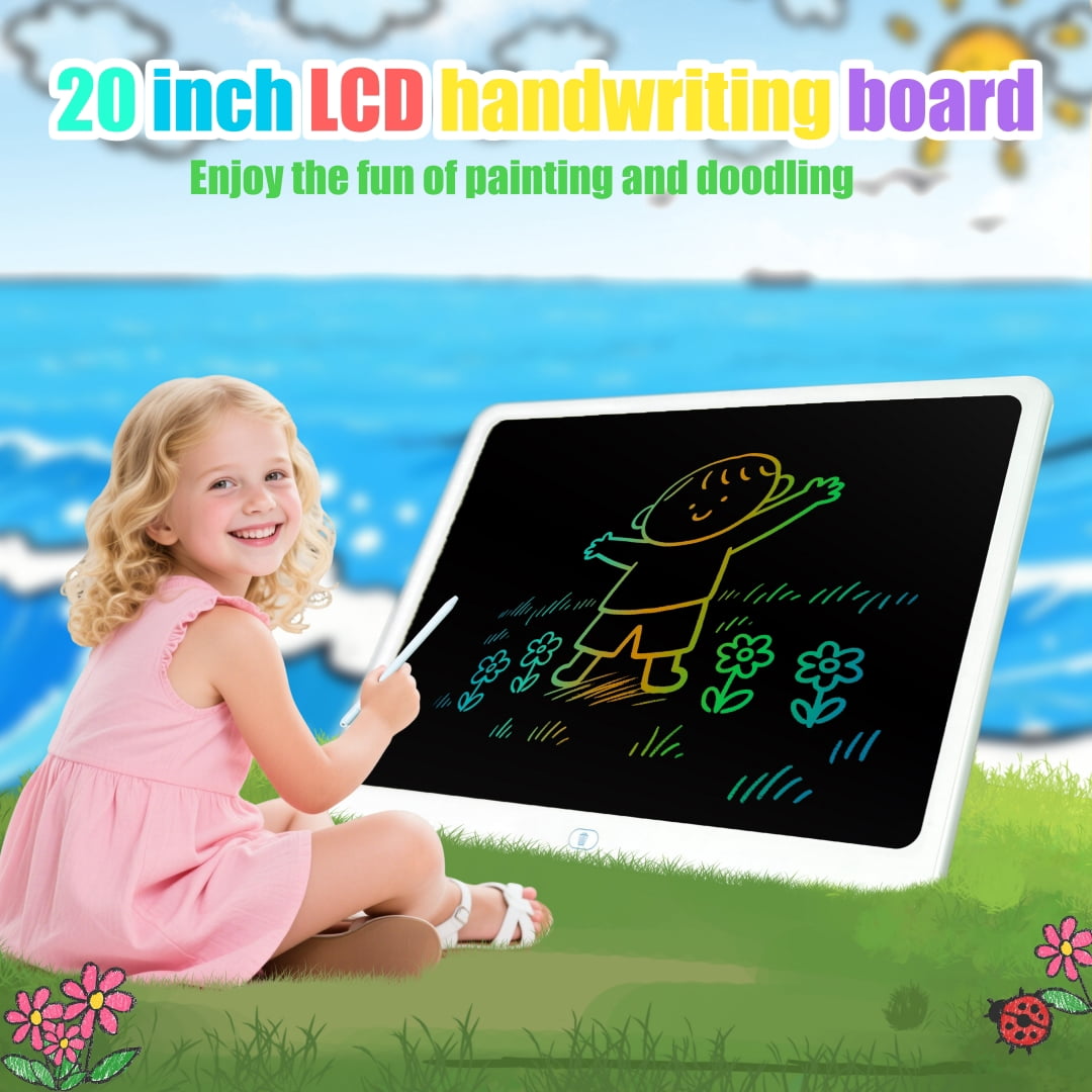 20 Inch Colorful Toddler LCD Doodle Board, Erasable Reusable Electronic Drawing Tablet, Educational Learning Toys for 3-5 Year Old Boys