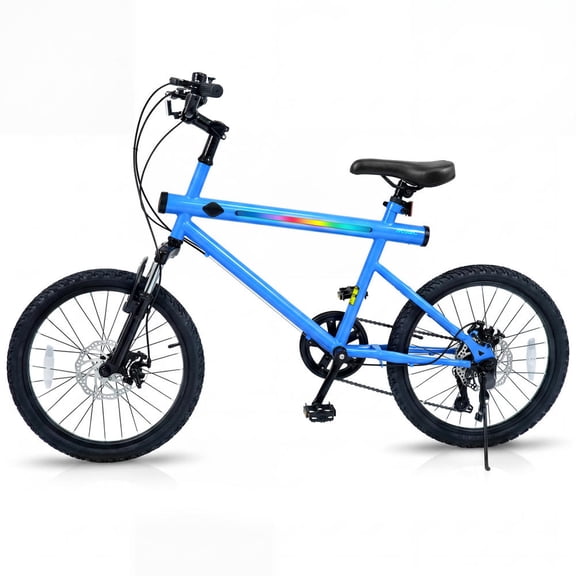 20 Inch Commuter Bicycle with Led Lights, 6-Speed Shimano Twist Shifting, Stereo Speakers, Blue