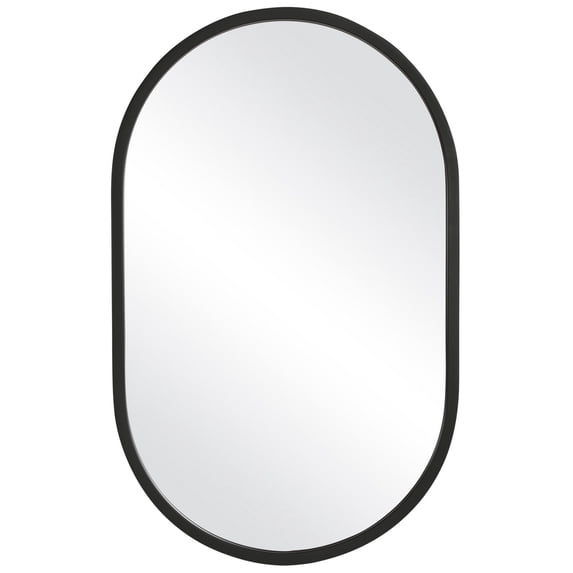 20 Inch Contemporary Style Oblong Shape Mirror, Black - Saltoro Sherpi