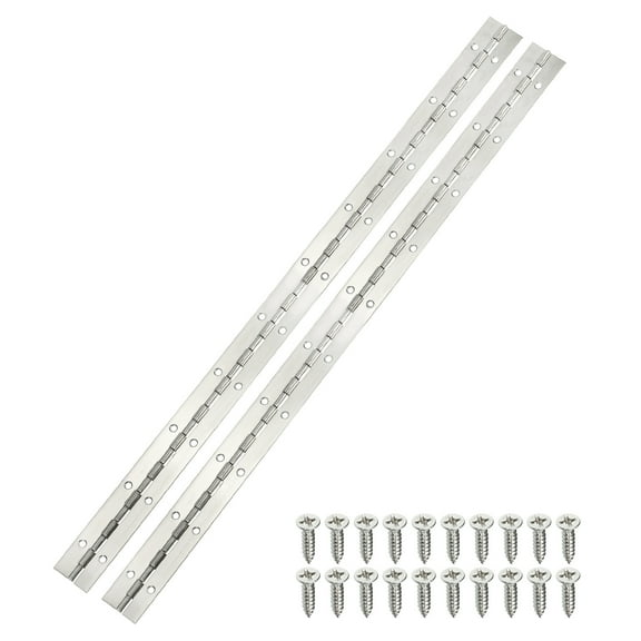 20 Inch Continuous & Piano Hinges, 2Pcs Stainless Steel Continuous Hinge for Boat Cabinet Door Box Furniture Silver