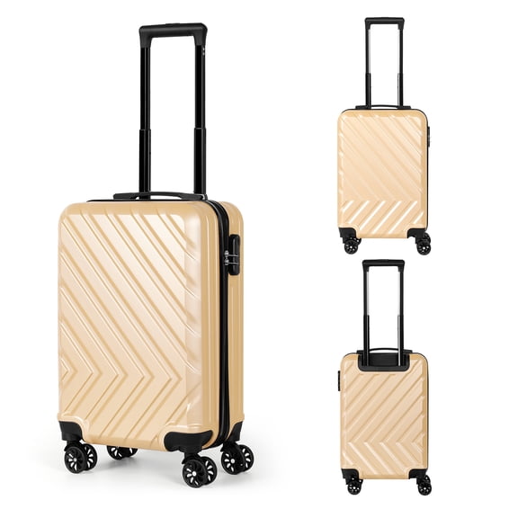 20 Inch Coral Gold Hardside Carry-On Luggage, Airline Approved Spinner Suitcase with Combination Lock, Lightweight ABS Travel Bag