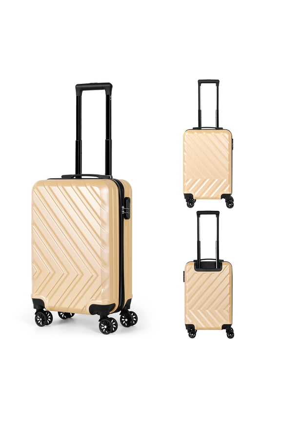 20 Inch Coral Gold Hardside Carry-On Luggage, Airline Approved Spinner Suitcase with Combination Lock, Lightweight ABS Travel Bag