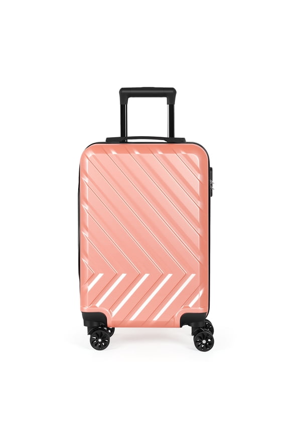 20 Inch Coral Pink Hardside Carry-On Luggage, Airline Approved Spinner Suitcase with Combination Lock, Lightweight ABS Travel Bag