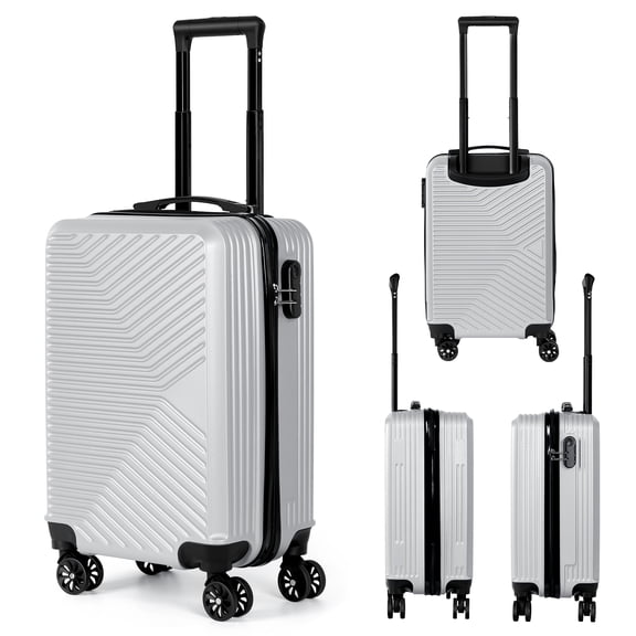 20 Inch Coral Silver Hardside Carry-On Luggage, Airline Approved Spinner Suitcase with Combination Lock, Lightweight ABS Travel Bag