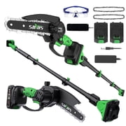 SOYUS 2-in-1 Cordless Pole Saw & Mini Chainsaw, 6 Electric Pole Saws for Tree Trimming, 20V Battery Pole Saw with 2 Chains, 14ft Reach Pole Chainsaw2PCS Battery and Charger Included