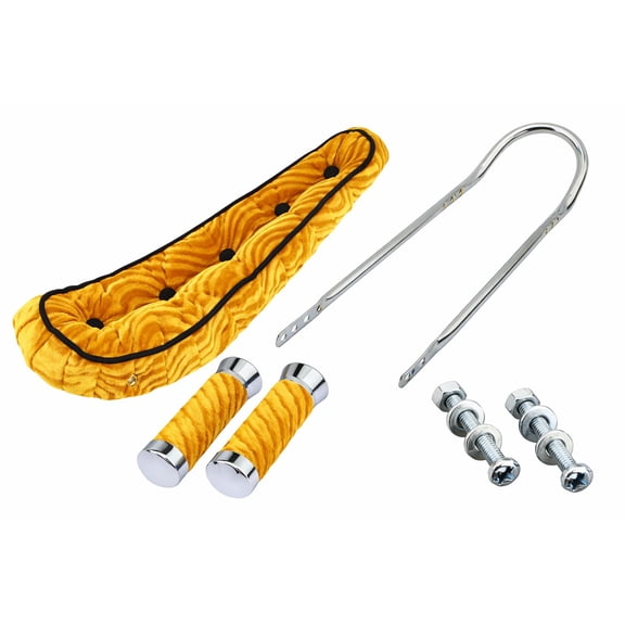 20 Inch Cruiser Bike Parts Kit Includes 20" Polo Saddle W/Button Gold.Custom Swirl Velour Grips 24 Sissy Bar Chrome.