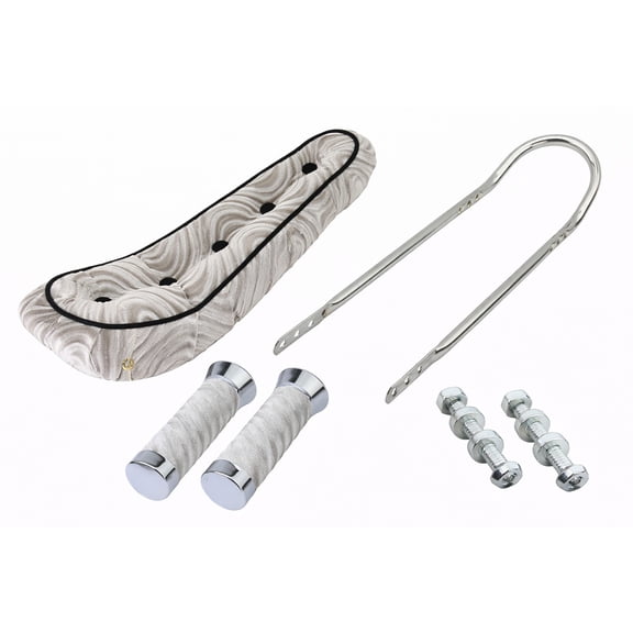 20 Inch Cruiser Bike Parts Kit Includes 20" Polo Saddle W/Button Silver.Custom Swirl Velour Grips Silver.Short Back 24 Sissy Bar Chrome.