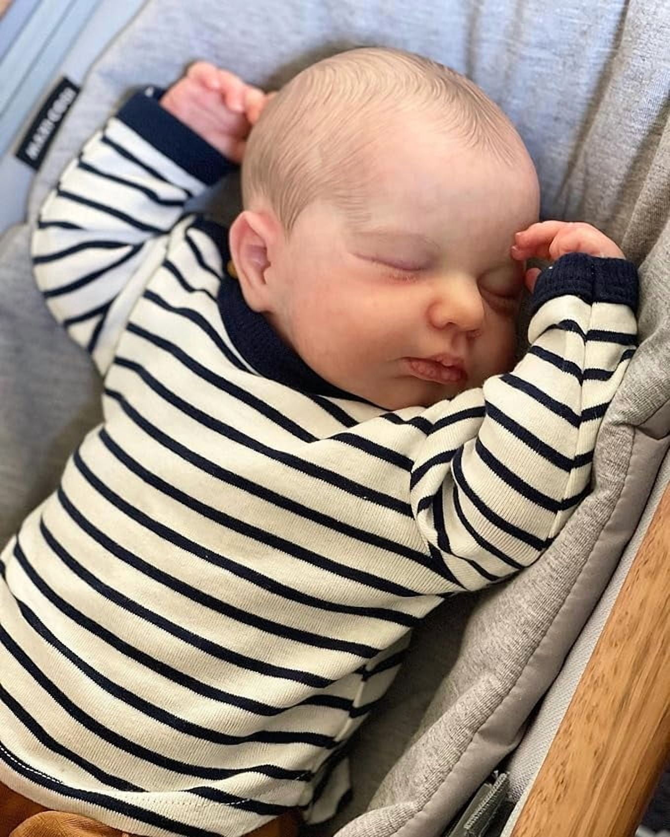 20 Inch Cuddly Sleeping Lifelike Reborn Baby Dolls Realistic Newborn Babies Handmade Soft Cloth Body Closed Eyes Painted Hair
