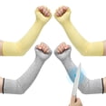 thumbnail image 1 of 20 Inch Cut Resistant Sleeves with Finger Grips Forearm Protective Sleeves Level 5 Protection Yellow/Gray, 2 Pair, 1 of 7
