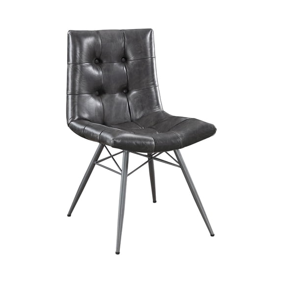 Benjara 20 Inch Dining Chair with Button Tufted Backrest, Set of 4, Crossed Braces