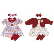 Reborn Doll Clothes for 20-22 Inch Dolls, 2 Set 20 Inch Baby Doll Clothes Accessories 7 Pcs Include Dress Coat Outfits, Headbands, Socks, Top and Pants