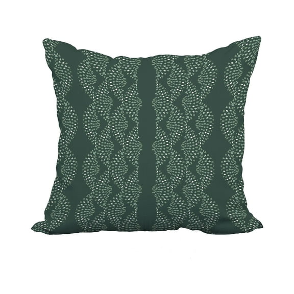 20 Inch Dotted Décor Green Stripe Print Decorative Polyester Throw Pillow with Linen Texture