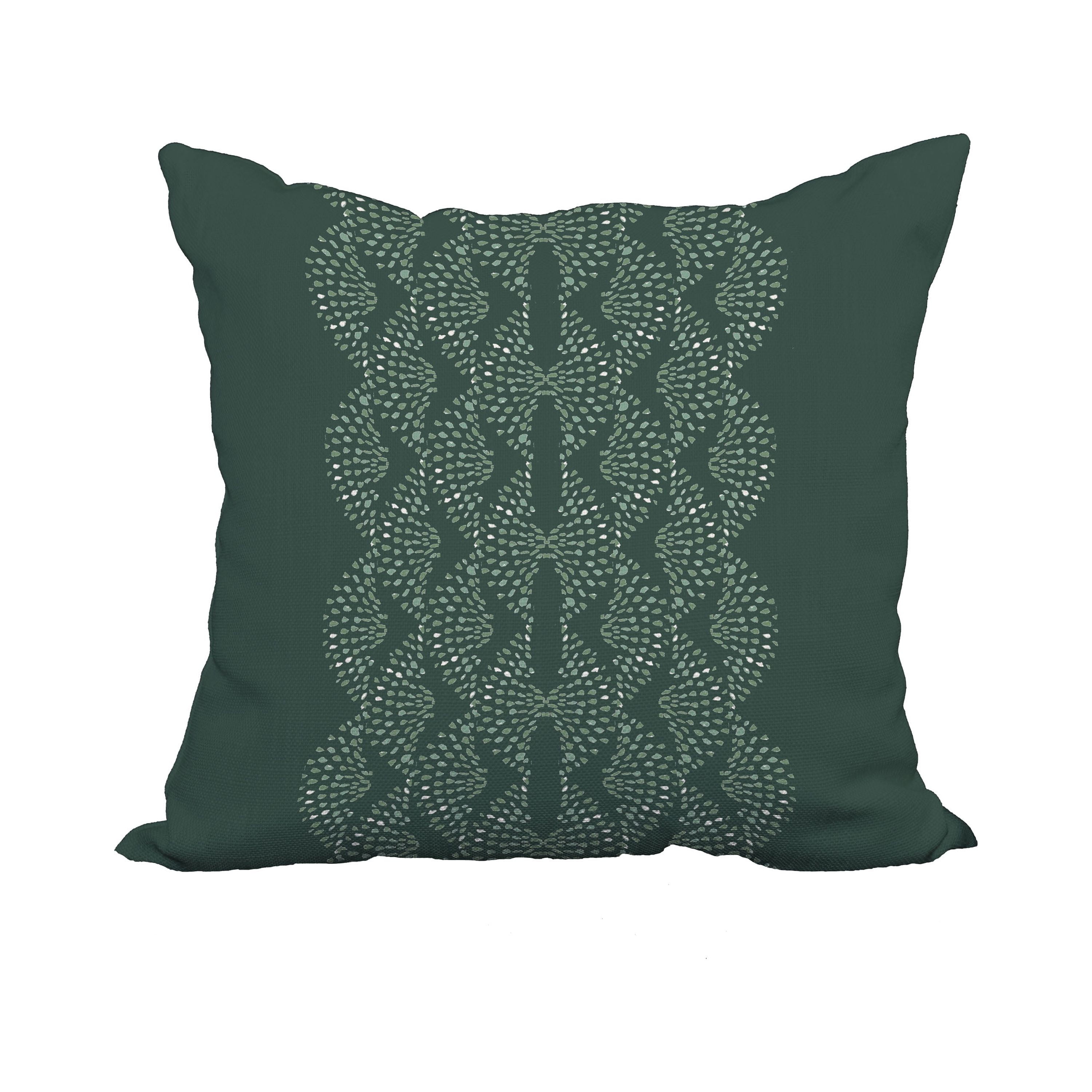 20 Inch Dotted Focus Green Geometric Print Decorative Polyester Throw Pillow with Linen Texture