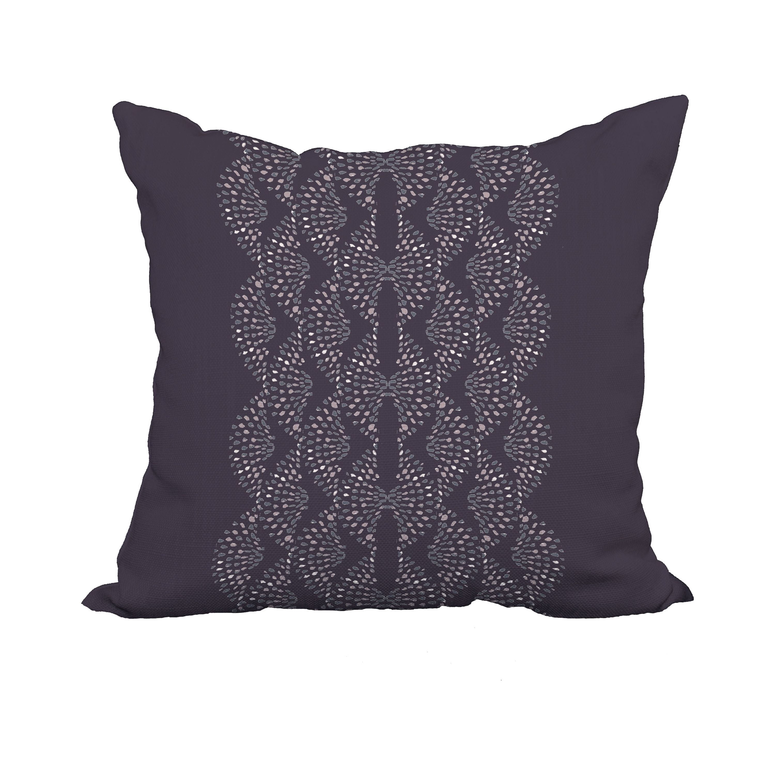 20 Inch Dotted Focus Purple Geometric Print Decorative Polyester Throw Pillow with Linen Texture